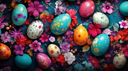 Fototapeta na wymiar Easter Egg Collage Background