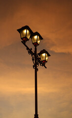 street lamp on sunset