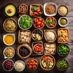 Fototapeta na wymiar Assortment of healthy foods