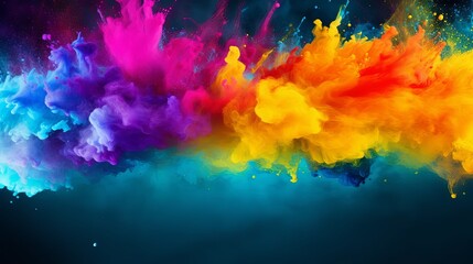 Obraz premium Explosive Holi Colors Banner Design