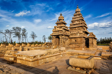 Famous Tamil Nadu landmark - Shore temple, world heritage site in Mahabalipuram, Tamil Nadu, India - 687353634