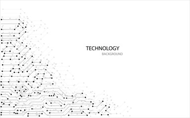 Technology circuit diagram with dots and lines.Vector abstract technology on white background.High tech circuit board connection system.Abstract concept. Line background, network technology.