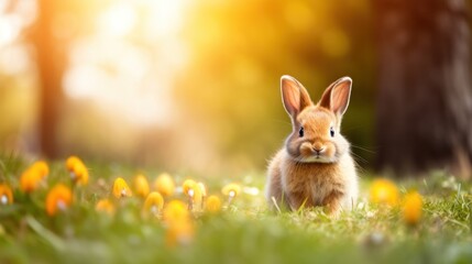 cute animal pet rabbit or bunny smiling and laughing isolated with copy space for easter background, rabbit, animal, pet, cute, fur, ear, mammal, background, celebration, generate by AI