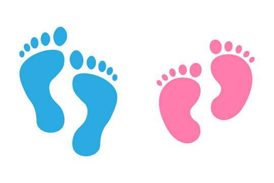 vector footprints, adult footprints and baby footprints
