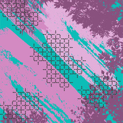 printed square scarf design with abstract floral pattern