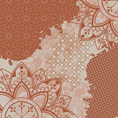 printed sqaure scar design with geometric islamic ornament pattern