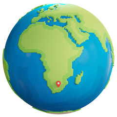 South Africa Map on Globe