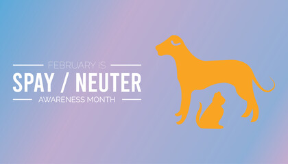 Vector illustration on the theme of Spay and Neuter awareness month observed each year during February.banner, Holiday, poster, card and background design. - obrazy, fototapety, plakaty