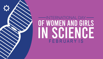 Vector illustration on the theme of International day of Women and Girls in science observed each year during February.banner, Holiday, poster, card and background design.