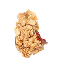 One piece of tasty granola bar isolated on white
