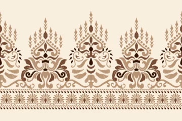 Papier Peint photo Style bohème Ikat floral paisley embroidery on white background.Ikat ethnic oriental pattern traditional.Aztec style abstract vector illustration.design for texture,fabric,clothing,wrapping,decoration,carpet,scarf