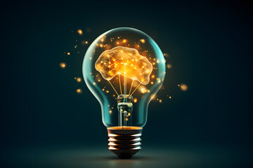 Brain light bulb human brain glowing inside of light bulb. Conceptual symbol of idea and insight