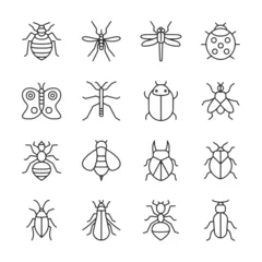 Foto op Plexiglas Set of Insect and bug icon for web app simple line design © mualtry003