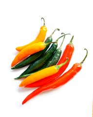 red hot chili peppers isolated on white