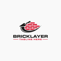 Masonry brick wall construction logo template design