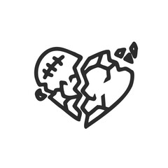 Heart sign. Shattered and broken cardio symbol. Vector illustration