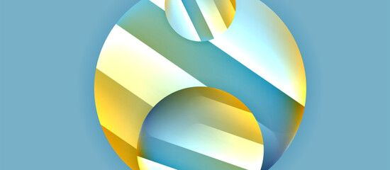 Glossy metal glowing circles geometric background. Minimal abstract composition. Vector illustration For Wallpaper, Banner, Background, Card, Book Illustration, landing page