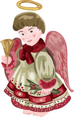 Christmas angel doll cartoon illustration, Transparent background.