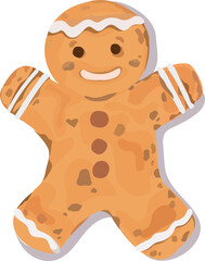 Christmas gingerbread cookie illustration, Transparent background.