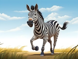 Zebra in grassland, generative AI