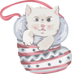 Christmas cat cartoon illustration, Transparent background.