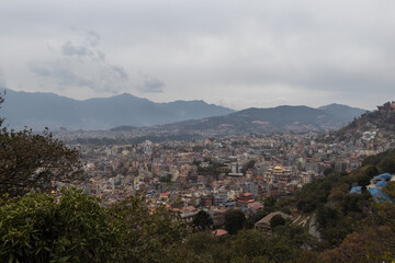 Fototapeta na wymiar Kathmandu area as seen from Swayambhunath Stupa, Swayambhunath, Kathmandu, Nepal