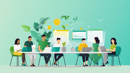 プレゼンをする男性と女性(Generative AI)