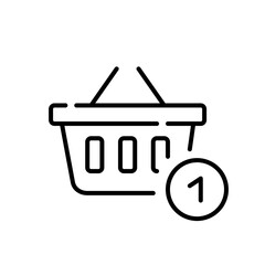 Shopping basket plus one. Add to shopping cart. Pixel perfect, editable stroke icon