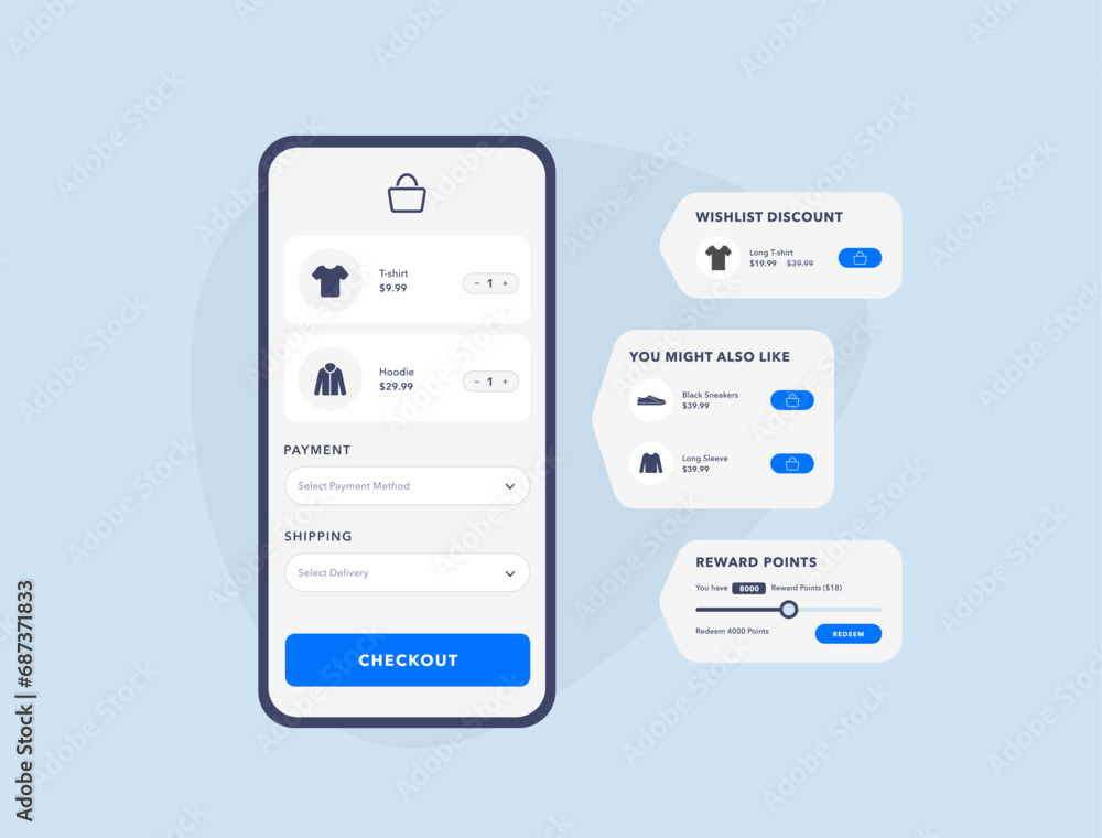 Poster checkout personalization. customize checkout process with e-commerce extensions. wishlist discount, 