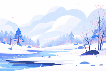 Heavy snow festival, winter outdoor forest snow scene concept illustration