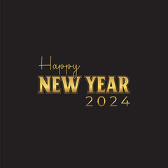 Naklejka na ściany i meble Happy New Year 2024 Wishes abstract vector clean minimalist glitter background modern