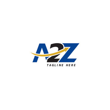 A2Z business logo modern minimalist clean blue and yellow arrow conceptual vector logo