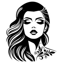 Female face vector silhouette illustration black color