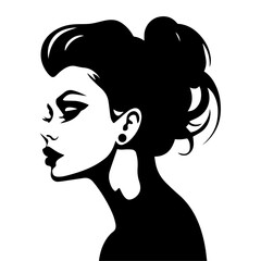 Female face vector silhouette illustration black color