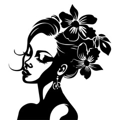 Female face vector silhouette illustration black color