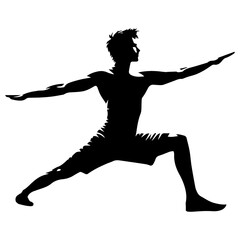 Yoga Warrior Pose vector silhouette illustration