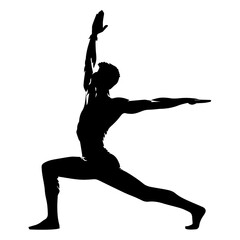 Yoga Warrior Pose vector silhouette illustration