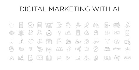 Fototapeta na wymiar Digital Marketing with AI icon set collection