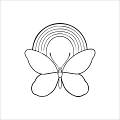 vector illustration of butterfly with rainbow