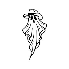 vector illustration of a ghost using a hat