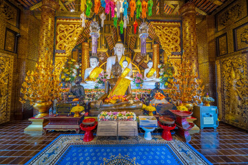 Beautiful Wat Buddhist temples in Chiangmai Chiang mai Thailand. Decorated in beautiful ornate...