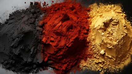 Golden, red and silver pigment in black dye