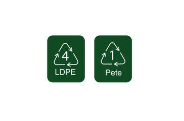 Plastic Icons Set - LDPE and PETE - Vector Illustrations