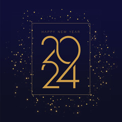 Happy New Year 2024 Wishes abstract vector clean minimalist glitter background modern greeting social media ready flashy background