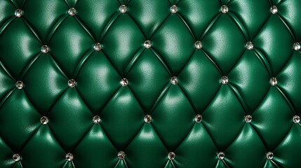 green Buttoned luxury leather pattern with diamonds and gemstones. Useful as luxury pattern