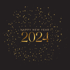 Happy New Year 2024 Wishes abstract vector clean minimalist glitter background modern greeting social media ready flashy background
