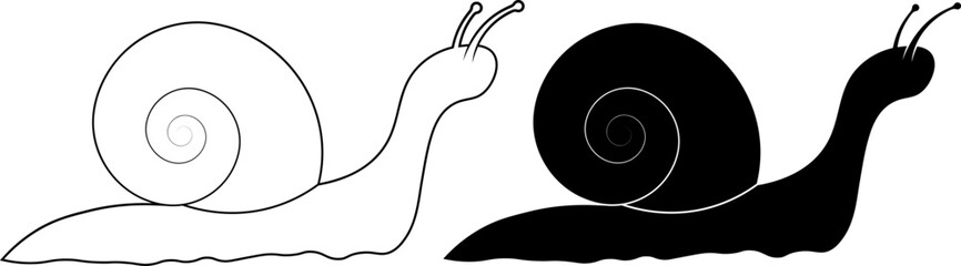 outline silhouette snail icon set © Sutana