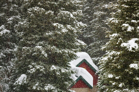 Snow and ski resort mountain chalet in the Wasatch Mountains, Utah