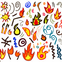 Fototapeta premium Witness the artistic flair of young creators as they use fiery brushstrokes to illustrate different types of fire, turning the canvas into a captivating extravaganza of warmth and color.