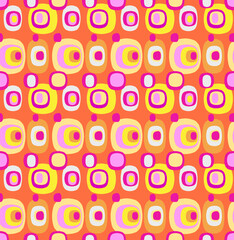 Retro 70s Bright Pop Art Pink Orange and Yellow Seamless Tile